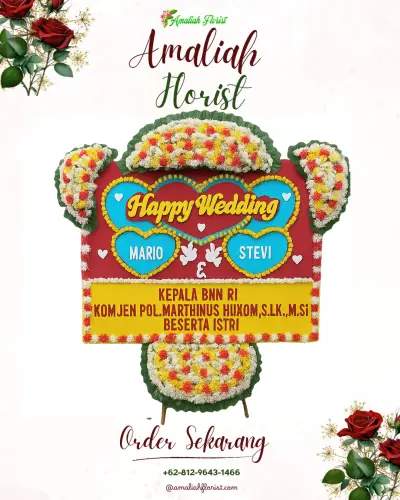 Karangan Papan Bunga Pernikahan di Patingalloang Baru